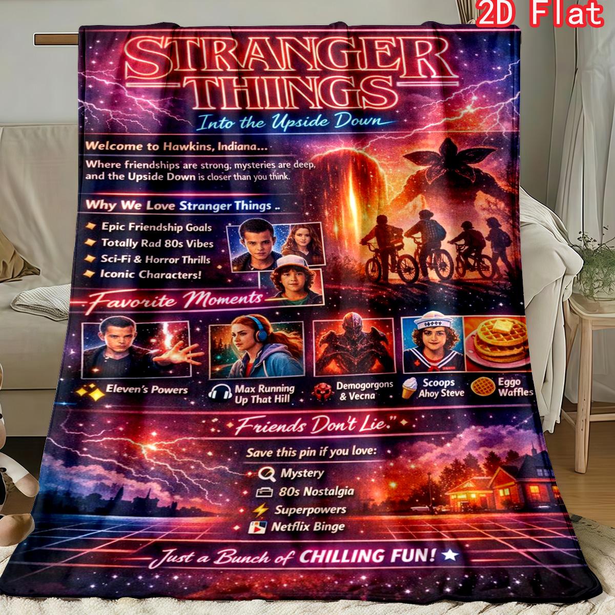 

Stranger Things Iconic Moments Collage Blanket, Demogorgon & Eleven Themed Soft Cover 80cm x 120cm