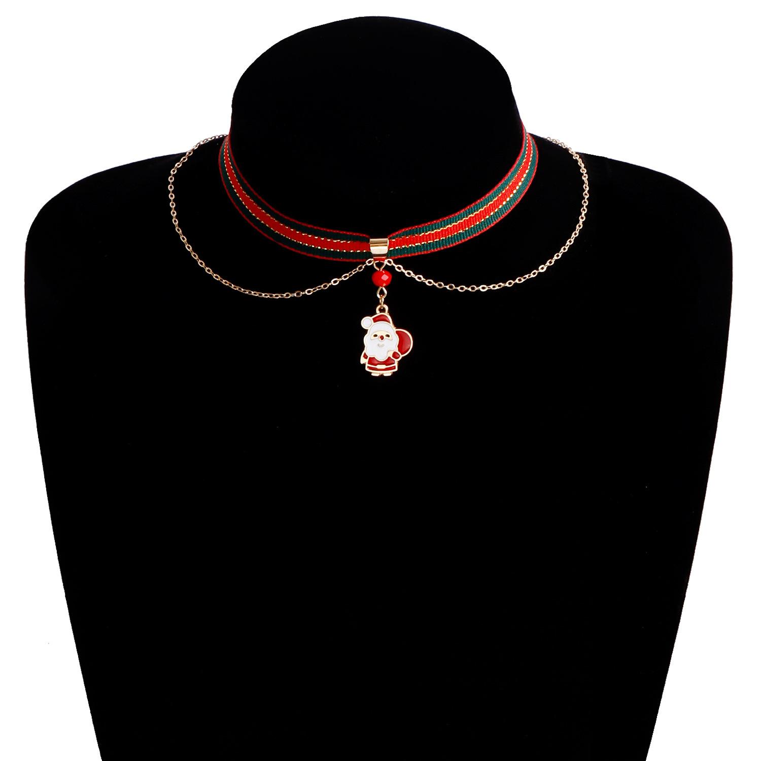 Christmas gift cartoon dripping santa chain webbing necklace christmas
