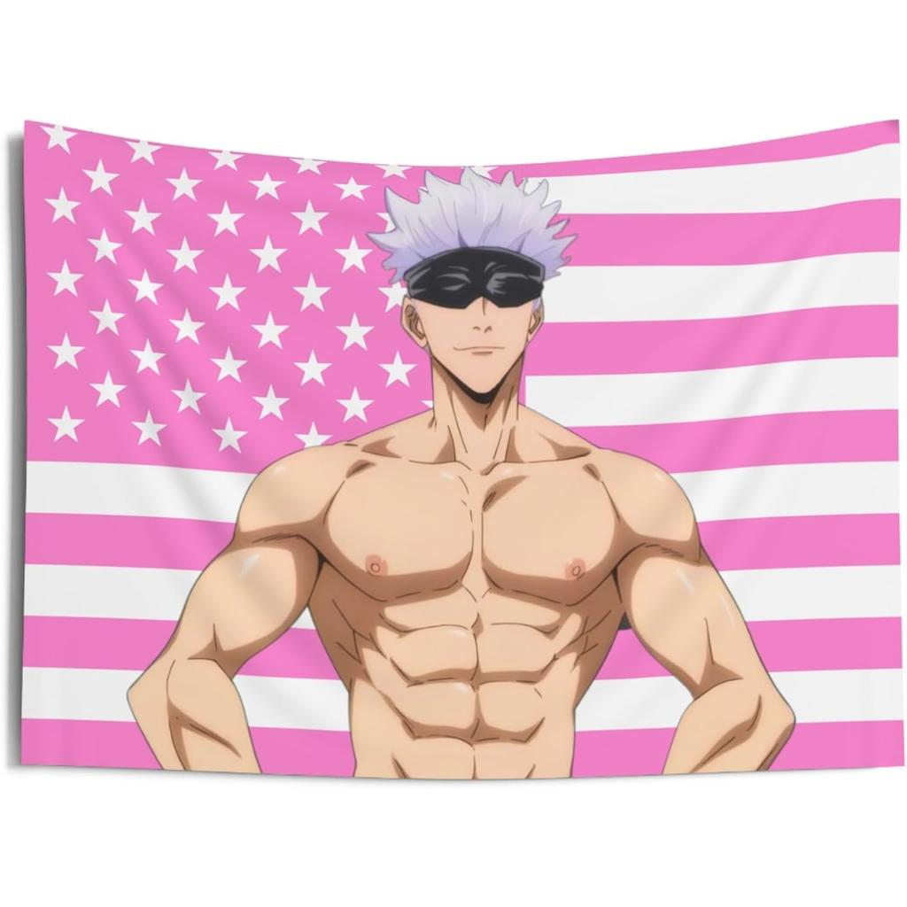 Tapestry pink American flag jjk gojo