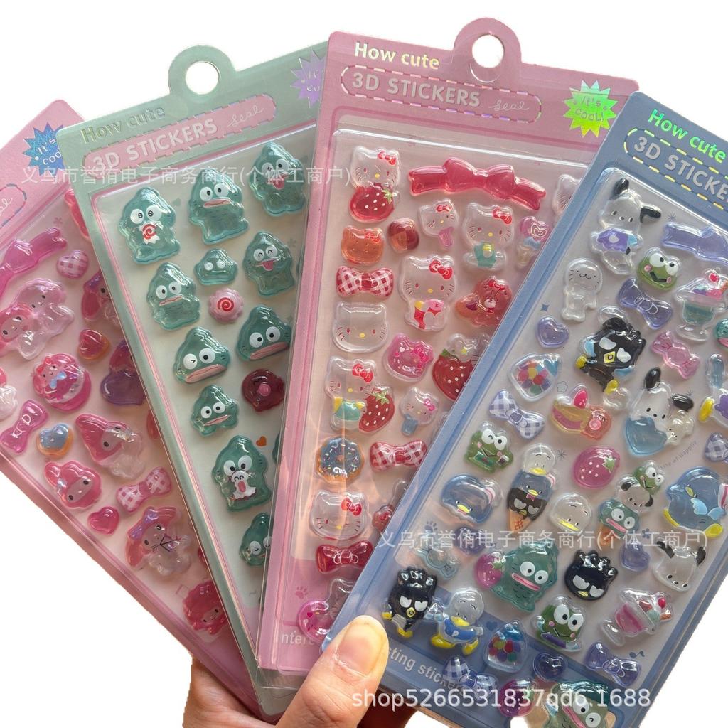 Solid 3D Cartoon Embossed Stickers for Girls - Cute DIY Rewards and Decorative Crystal Stickers