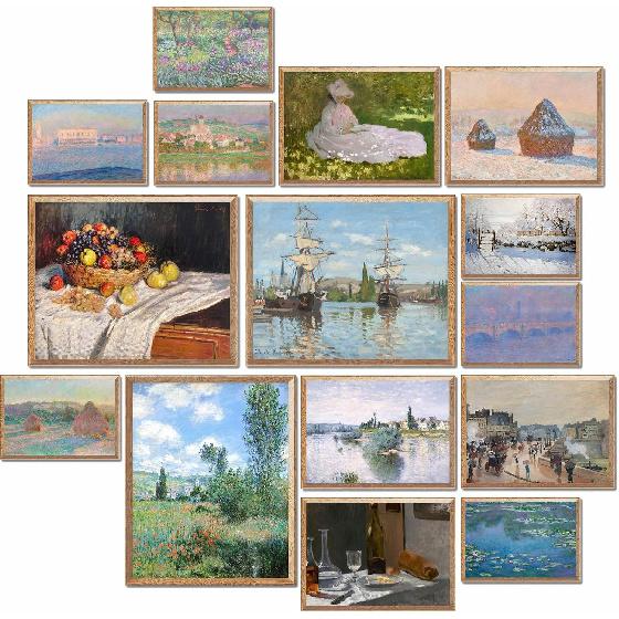 LANCHI95 Claude Monet Wall Art Prints, Eclectic Home Decor Impressionist Painting, Monet Prints for Wall Decor, Gallery Art Prints Maximalist Decor
