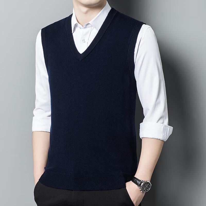 Yiliteng Men's Pure Wool V-Neck Thermal Vest