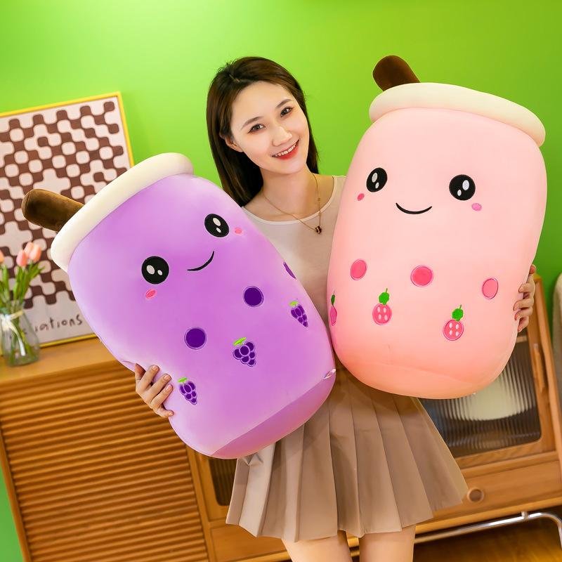 Popular Fruit Milk Tea Cup Throw Pillow Plush Toy Creative Bubble Tea Soothing Doll Girl Rag Doll