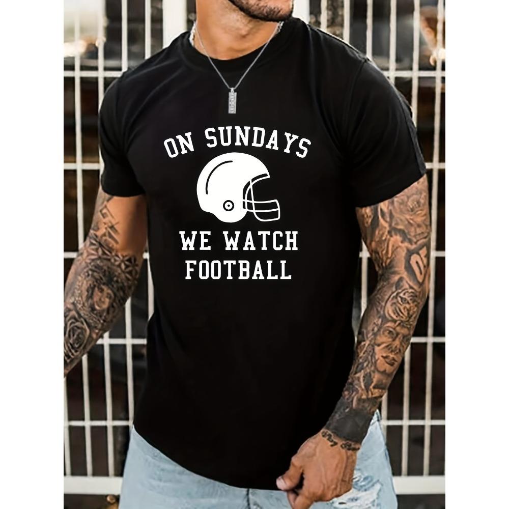 

European sizes Slogan & Football Helmet Pattern Print Men s T-shirt, Graphic Tee Men s Summer Clothes, Men s Outfits 4XL чорний