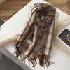 Korean Style Plaid Double-Sided Warm Thick Scarf for Couples and Students, Versatile Autumn/Winter Neck Warmer Shawl