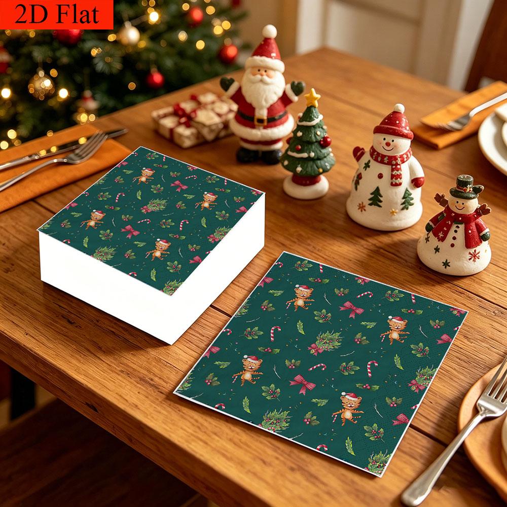 20pcs Disposable Napkins with Christmas Collection Pattern Print for Wedding,Parties,and Daily Use for Thanksgiving Fall Christmas Table Decoration