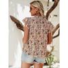 YYFS Dámská móda Ležérní Léto Jaro Květinový potisk Blůzy a košile s krátkým rukávem a výstřihem do V