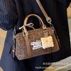 Autumn and Winter Leopard Print Boston Bag Women's 2025 New Cute Portable Pillow Bag Commuter Simple Shoulder Messenger Bag