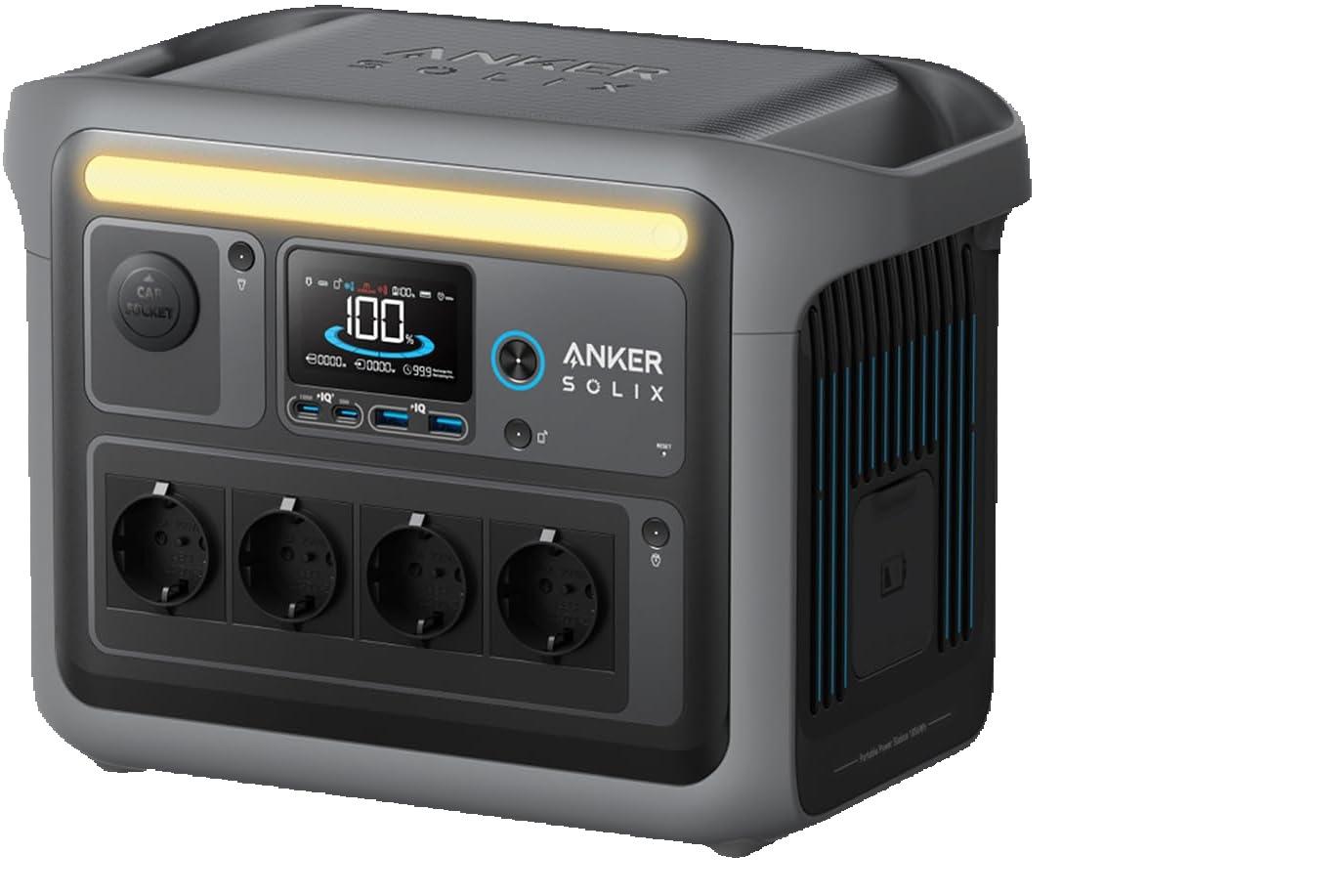 Портативная зарядная станция Anker Solix C1000, LiFePO4, Солнечный генератор 1800 Вт, 100% зарядка за 58 минут в режиме сверхбыстрой зарядки EU