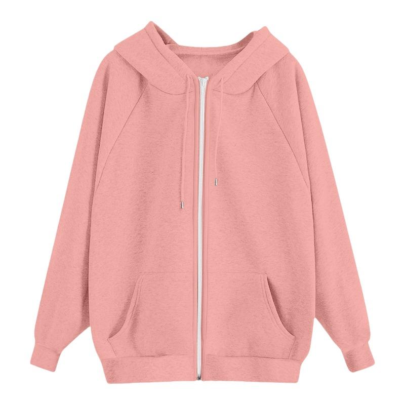 Women's Hooded Sweatshirts Autumn New Lazy Style Casual Loose Zipper Women's Sweatshirts Jackets Fashion Solid Color Streetwear Female Hooded Coats