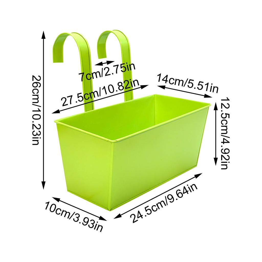 Metal Fence Flower Pot Hanging Detachable Hook With Drainage Outlet At The Bottom Wall Mounted Window Sill Plant Rack