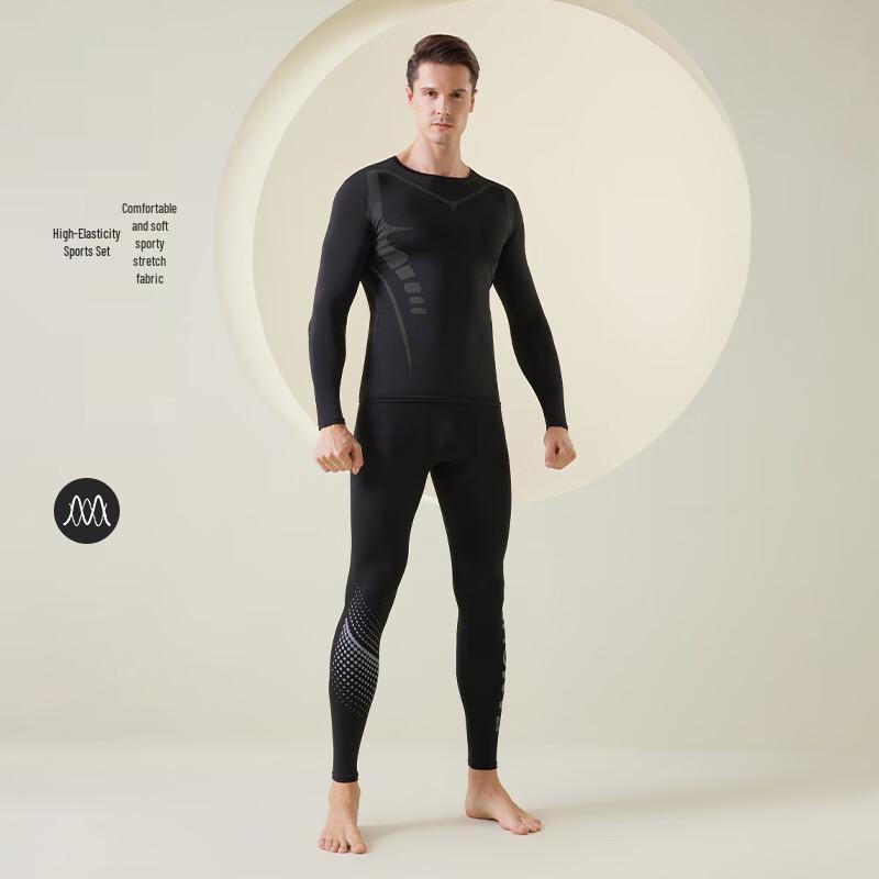 Yuzhaolin Herren Thermisches Schnelltrocknendes Sport-Basisschicht-Set