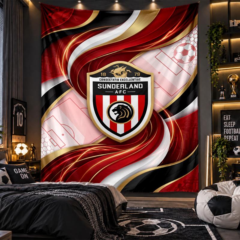 Wandbehang Wandteppich Sunderland Fußball Druck Stoff für Wohnzimmer Schlafzimmer Heimdekoration