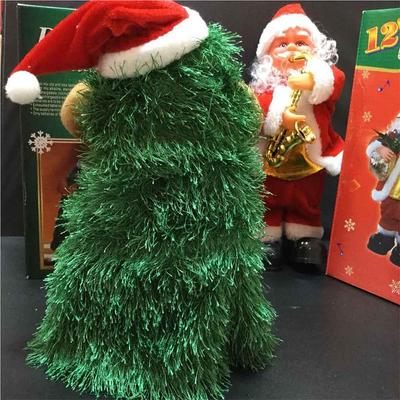 Dancing and Singing Christmas Tree Toys With Music Rotating Kids Cute Green Plush Toys Electric Christmas Gifts Decorations