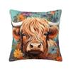 Modern Highland Cow And Flower Throw Pillow Covers Home Decor D Print Sofa Cushion Cover Polyester Soft Pillowslip Dakimakura