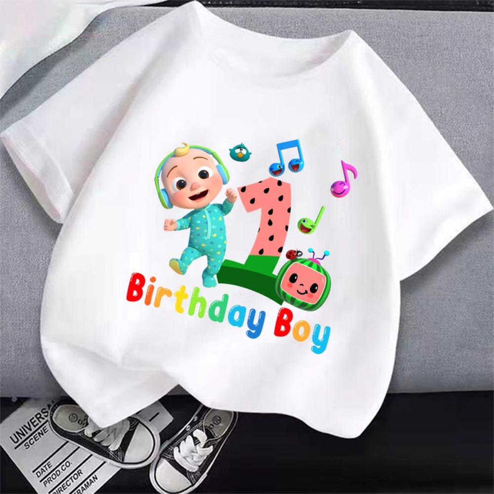 Cocomelons Boy Birthday T Shirt Girl Children Summer Party Clothes Tee Kawaii Short Sleeve Kid Short Tops Tees Baby Clothing 110