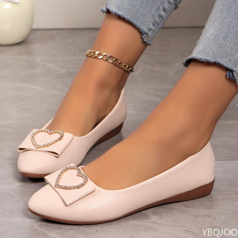 Fashion 2025 New Flat Bottomed Shallow Mouth Shoes Spring Autumn Woman Shoes Ballets Bow Lady Fashionable Versatile Pointed Toe Slip