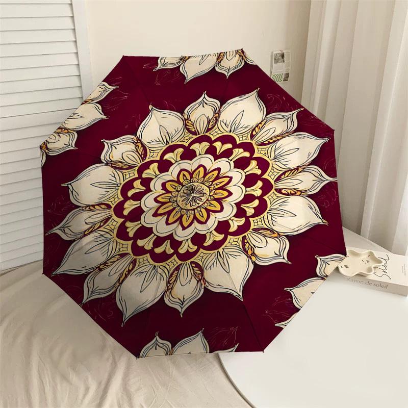 

1PC Floral Pattern Automatic Open/Close Umbrella Compact Folding Umbrella with 8-Rib Shaft lightweight esign, Highquality Fabric1210A