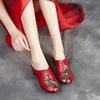 Slippers summer outer wear women's shoes thick heel soft sole sandals women's first layer cowhide hollow non-slip mother sandals