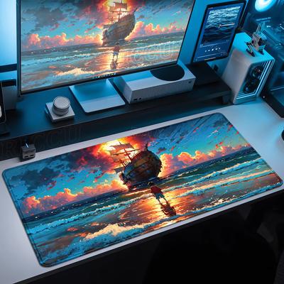 Large Desk Mat XXL Pirate Ship Mousepad Anime Mouse Pad One Piece Pc Accessories Gamer Keyboard Xxl Gaming Rubber Extended Mats