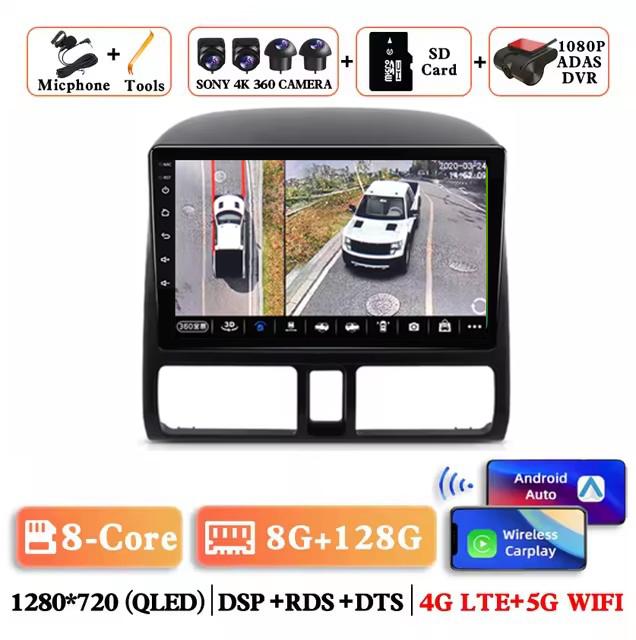 Wireless Carplay Android 14 Auto Car Radio For Honda CR-V CRV 2 2001 2002 2003 - 2006 Multimedia GPS autoradio 4G WIFI DSP GPS
