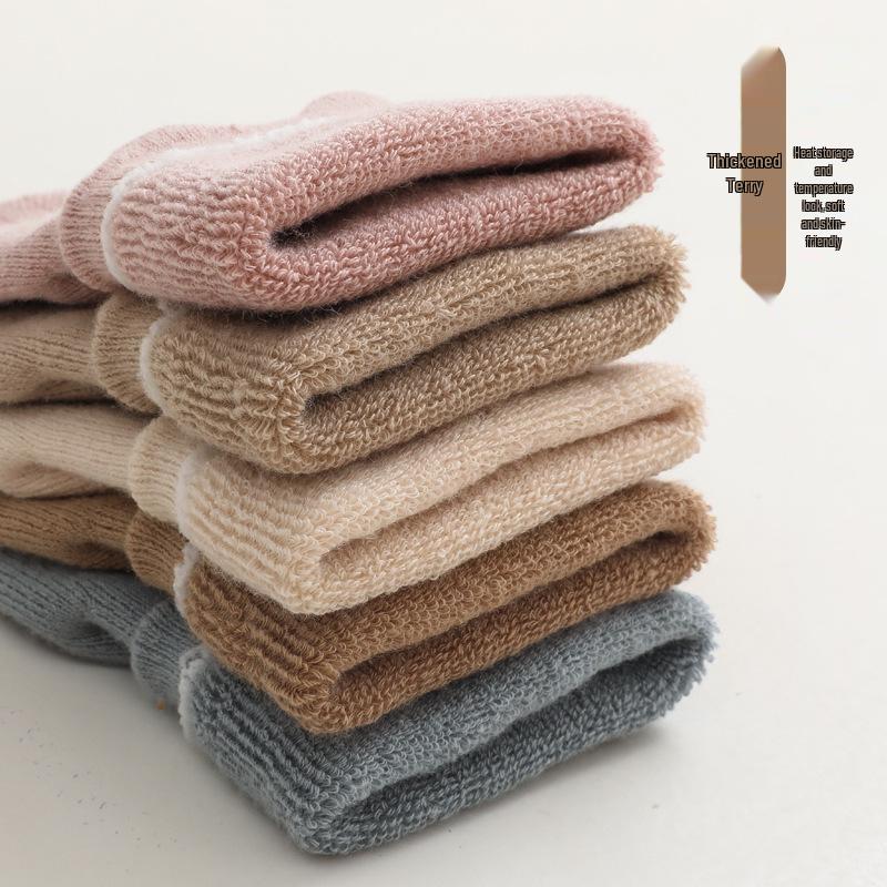 Infant Anti-slip Cartoon Dot Cotton Socks: Thickened Terry for Autumn & Winter