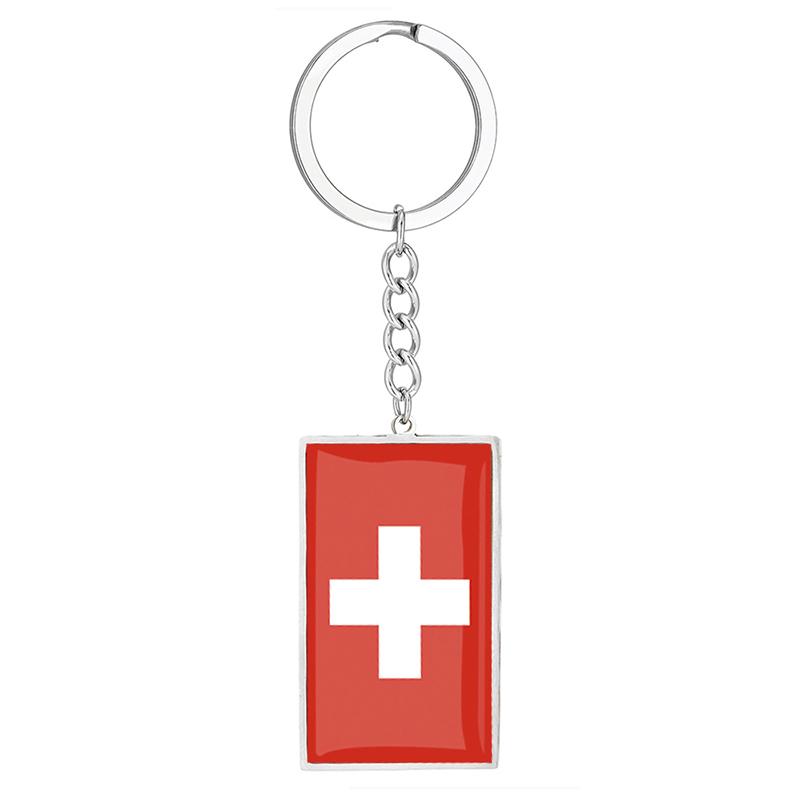 Stainless Steel Epoxy Canada Australia Flag Keychains Rectangle National Flag Pendant Car Key Chain