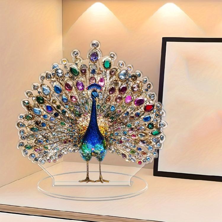 Acrylic Peacocks Statue Figurines Table Centerpieces Animal Figurines Sculptures Table Ornament for Home Office Decors
