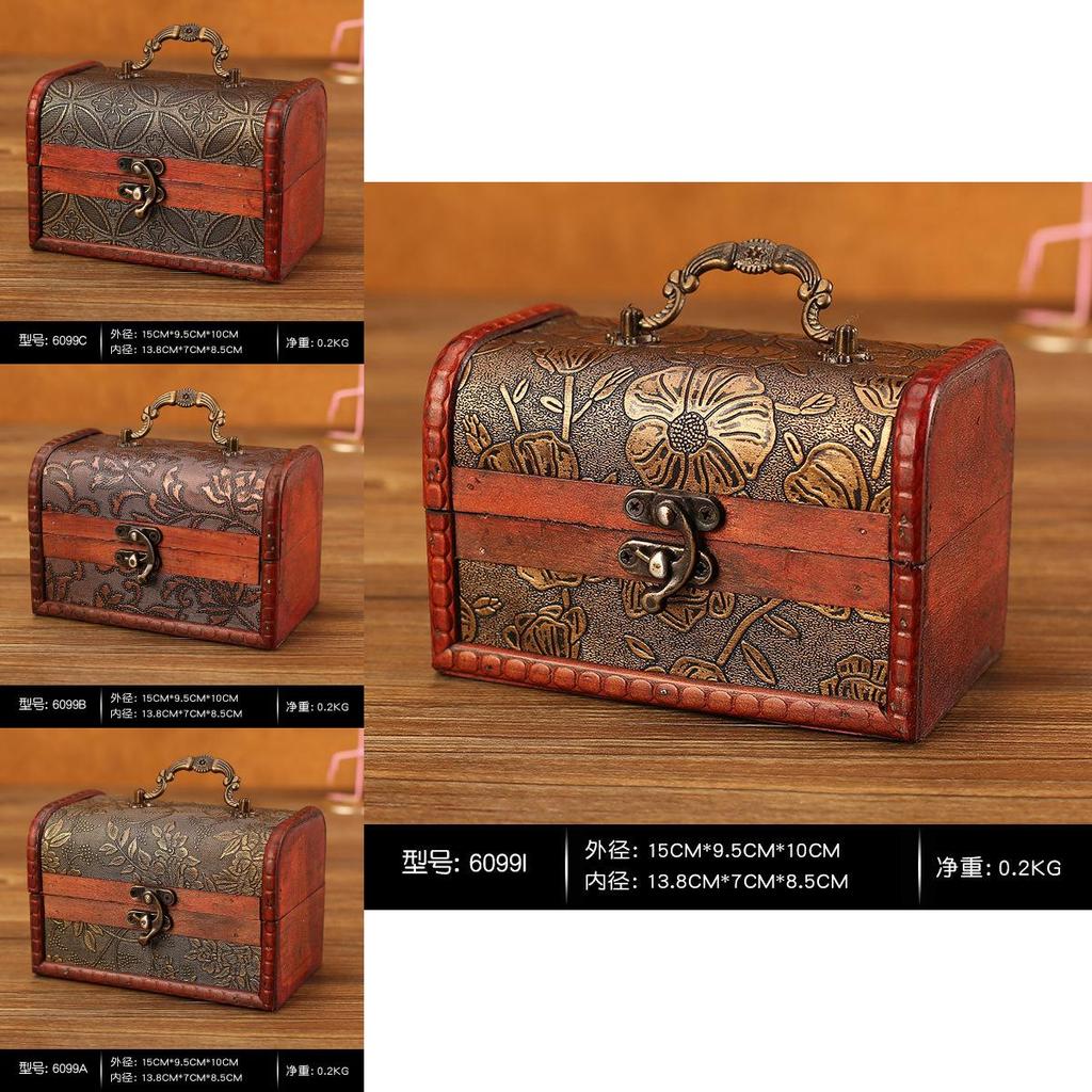 New Chinese Style Wooden Storage Box With Floral Design For Home Office Organization