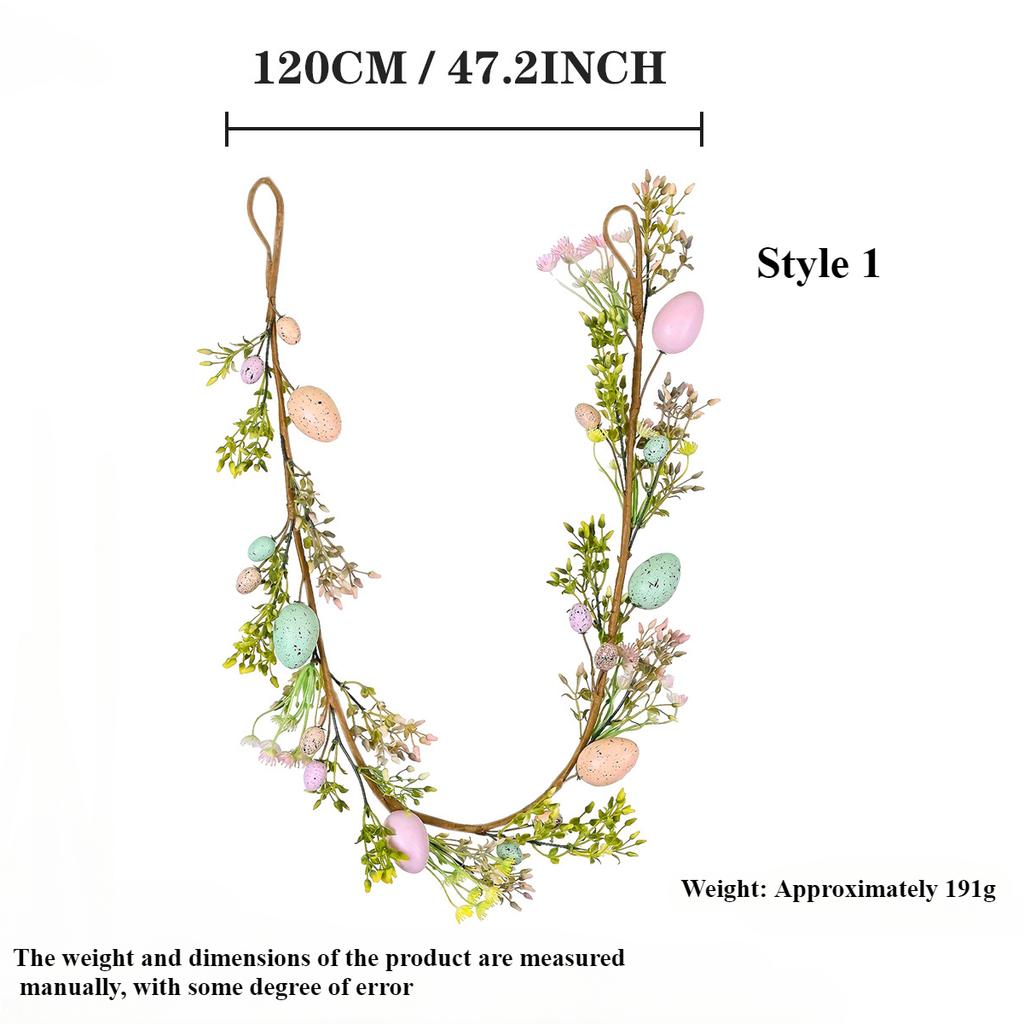 Colorful 5.9ft Artificial Easter Egg Wreath - Rustic Spring Vine Decoration for Holiday & Table Centerpiece, Decoration, 1pc