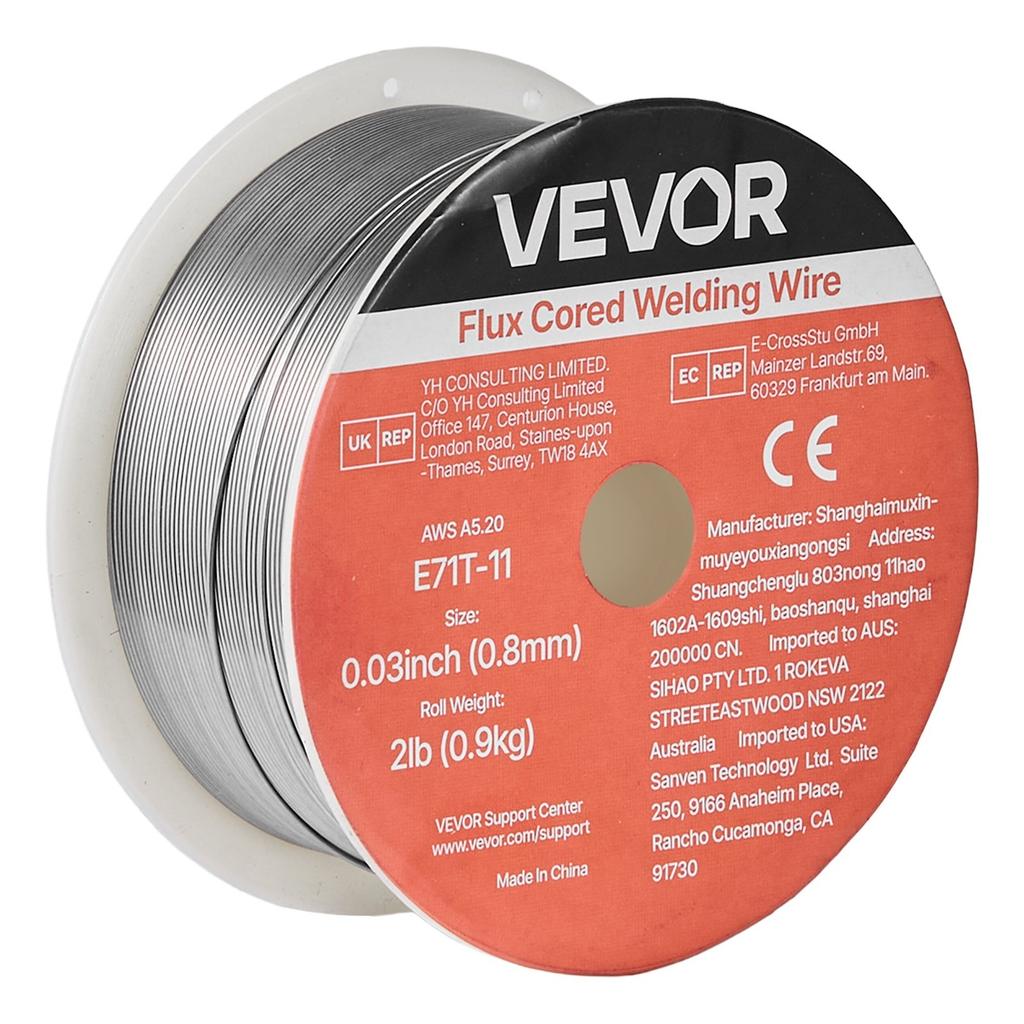 Flux Core MIG Welding Wire, E71T-11 0.8mm 0.9kg, Gasless Mild Steel Welding Wire with Low Spatter for All Position Arc Welding, Self-Shielded for