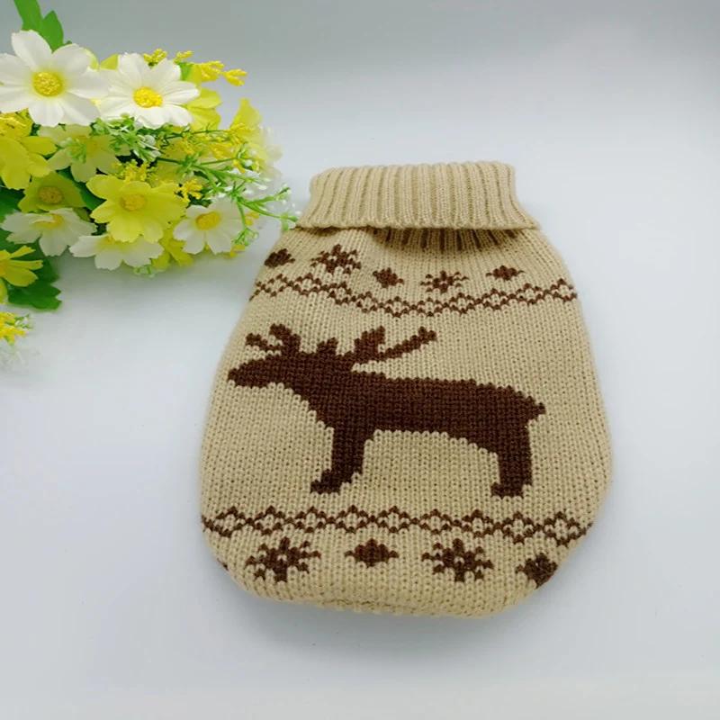Christmas Vintage Dog Sweaters Holiday Reindeer Red Heart Style Dog Clothes New Year Soft Puppy Sweaters Warm Pet Sweaters for S