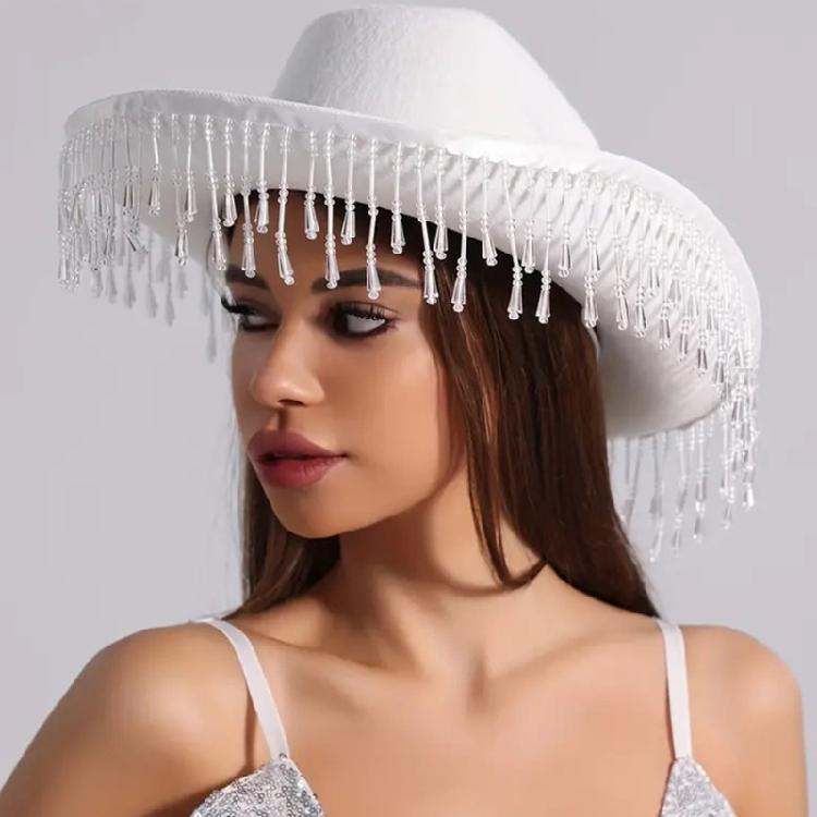 Fringed Drop Cowboy Hat Music Festival Hat Birthday Party Headwear Beach Sun Hat