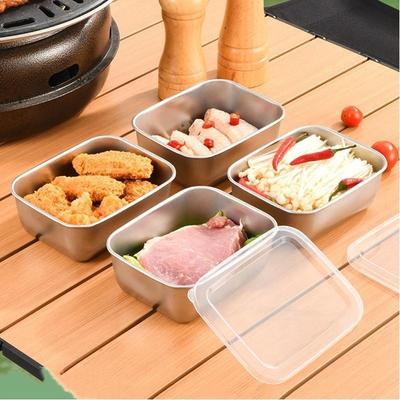 Stainless Steel Covered Fresh-keeping Box Thickened Square Refrigerator Storage Box Picnic Lunch Box Food Sealed Packaging Box