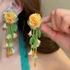 Crystal Flower Dangle Earrings Exaggerated Petals Stud Earrings Beach Earrings  Spring Summer