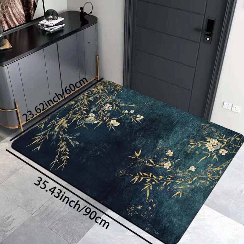 Minimalist Leaf Floral E-gaming Floor Mat  Watercolor Print Non-Slip Rug for Living Room Bedroom Kitchen Bathroom Entryway Decor