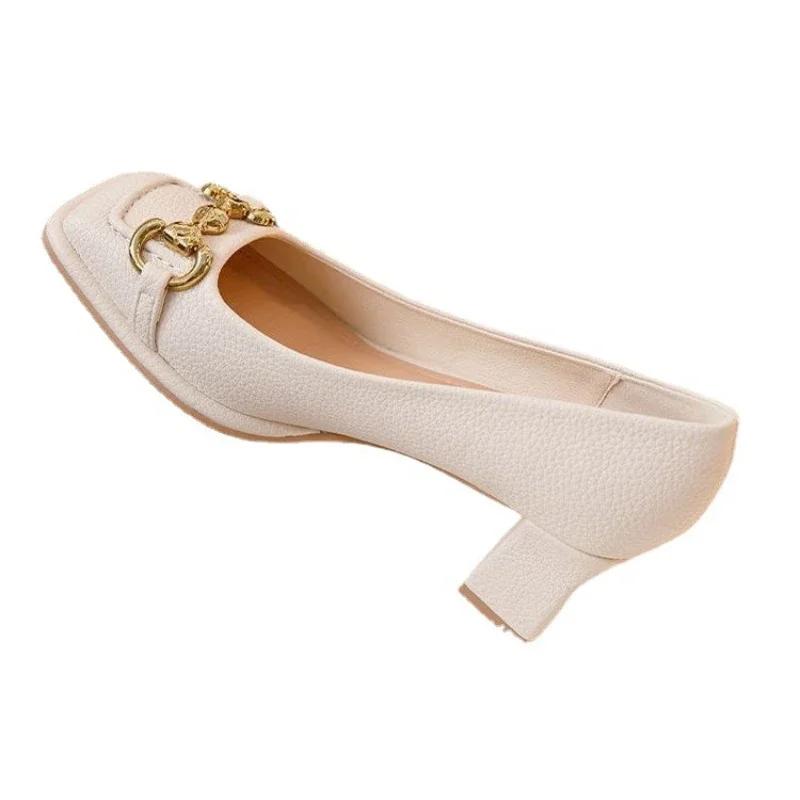 Autumn Square Toe Women's High Heels Retro Women Shallow Mouth Shoes New Casual Ladies Mary Jane High Heels Fashion Sexy Mujer