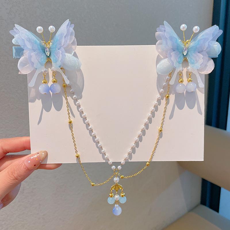 Chinese Style Hanfu Hairpin Set for Girls - Includes Hair Clips, Swaying Tassels, and Butterfly Accessories