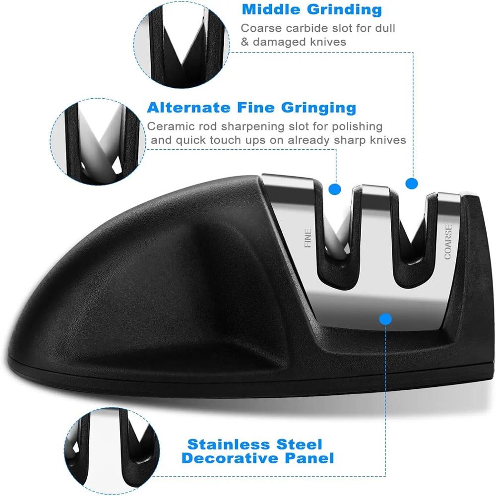 Knife Sharpener 2-Stage Preset Coarse & Fine Slots Knife Sharpening Professional Knife Sharpeners for Kitchen Knives