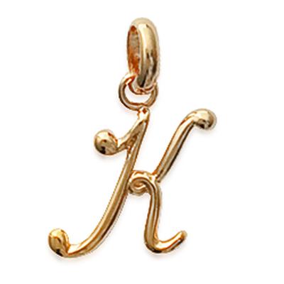 [B7901] - Gold Plated 'Letter K' Pendant - 10x10 Mm