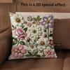 2D Vintage Embroidered Floral Throw Pillow Covers** Pattern Cushion Cover Suitable For Sofa Bedroom Car Pillow Cover