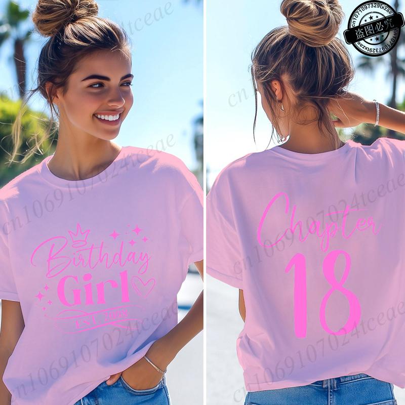 T-shirt da Donna Divertenti Ragazza del Compleanno Nata nel 2008 Regali per Ragazze Magliette Capitolo 18 Ragazza del 18° Compleanno Top Grafici Streetwear Retro