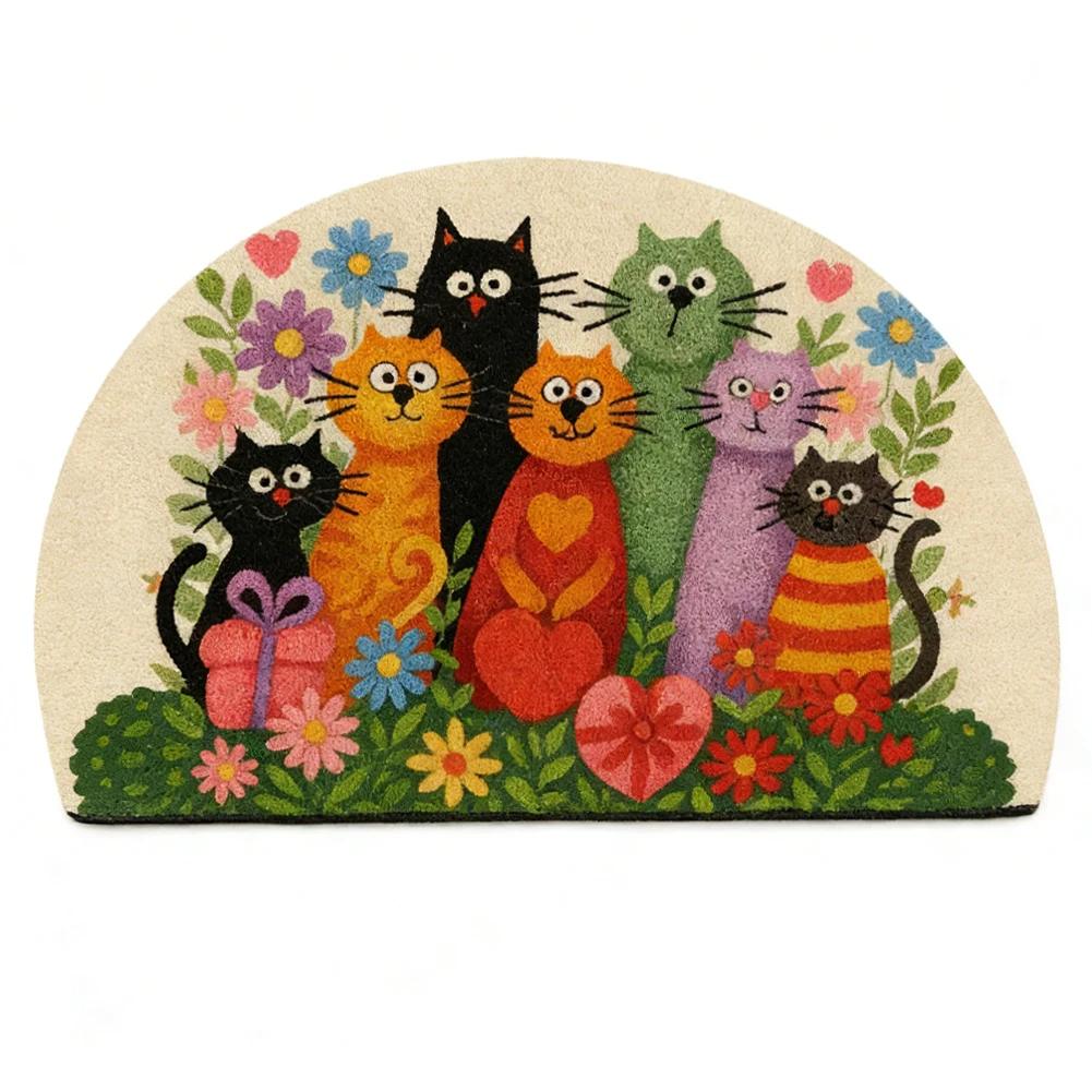 

1/2 Pcs Cute Cat Anti-Slip Entrance Mat: Dirt-Resistant & To Maintain Carpet Entrance Door Mat At The Foyer
