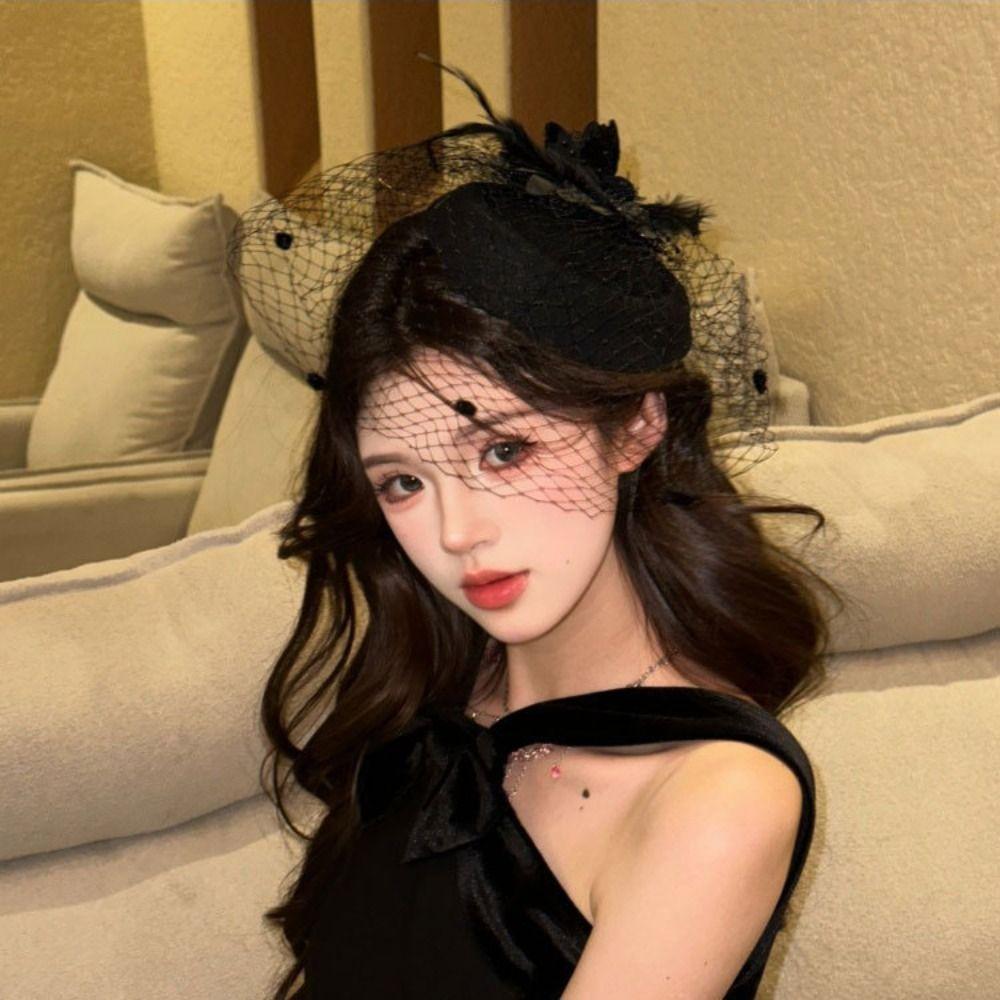 Hairpin Feathers Fascinator Hat Sweet Funeral Headdress Fashion Veil Hat Headwear  Headdress
