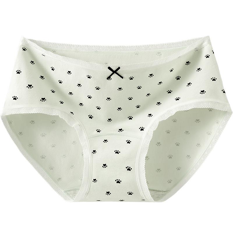 

Ladies Spring and Autumn Pure Cotton Sweet Lovely Pure Cotton 10A Antibacterial Middle Waist Briefs XL