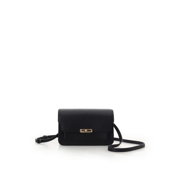 

Ribbon motif metal split leather shoulder bag