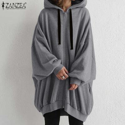 Oversized topy s kapucí Ženy jaro podzim mikina s dlouhým rukávem mikina s kapucí zip na zip volné svrchní oblečení