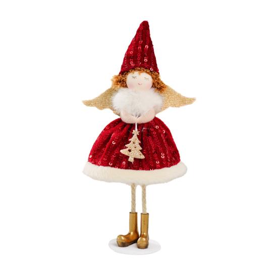 Christmas Angel Doll Ornament Handcrafted Fabric Angel Doll Plush Fairy Elf Figurine for Christmas Party New Year Birthday Wedding Decor