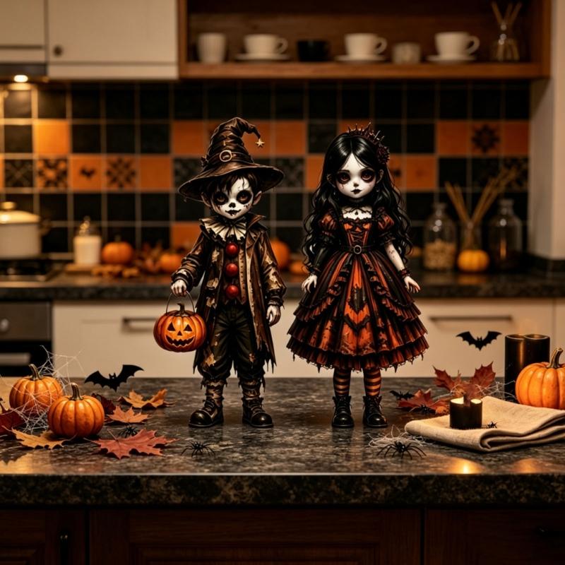 Halloween Schreibtischdekorationen Holz Tischplatten-Display Akzent für Kaminsims, Regal und Party-Dekoration, Ein ausgewählter Stil pro Packung