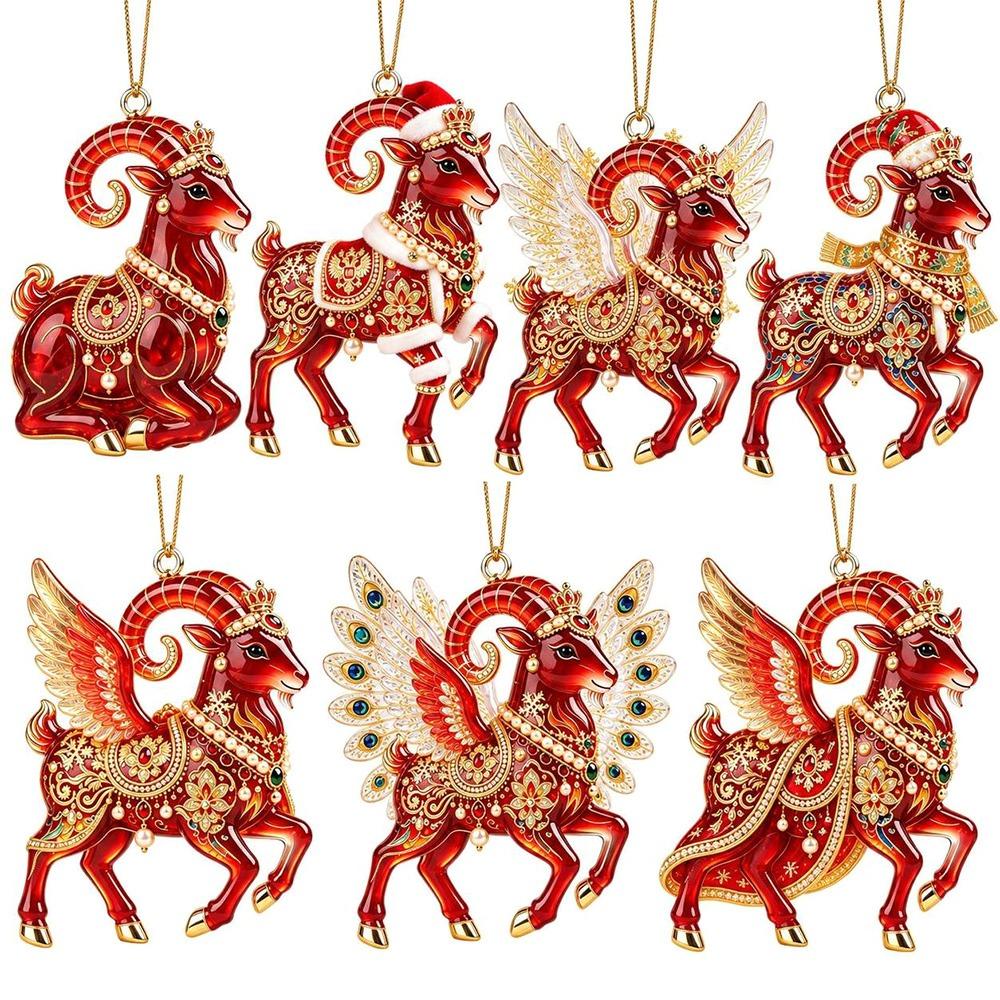 Shining Goat Pendant 2D Flat Animal Hanging Decoration Zodiac Goat Souvenir  Holiday Party Decor